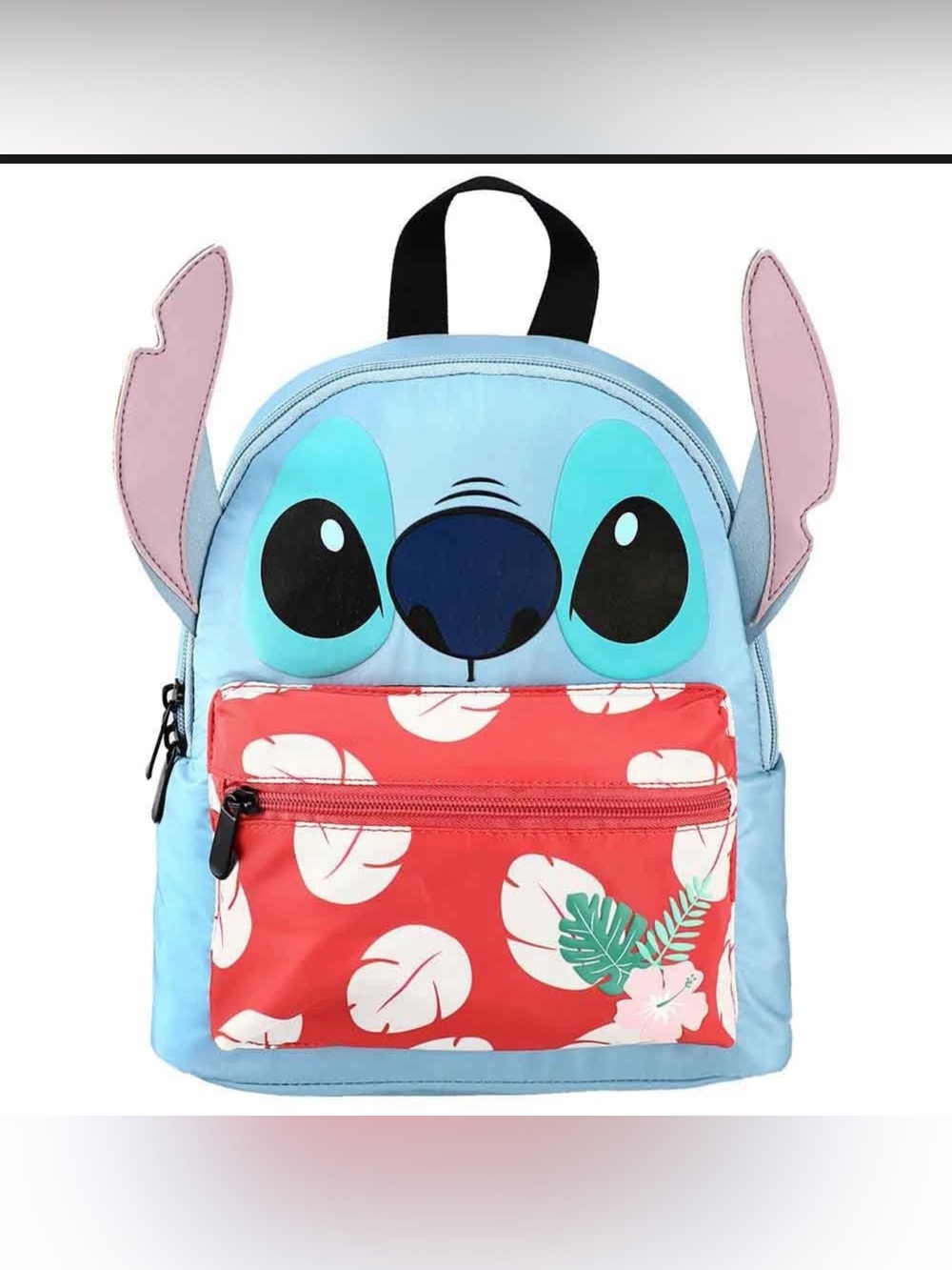 3D Stitch Kids Backpack with Coral Floral Pocket